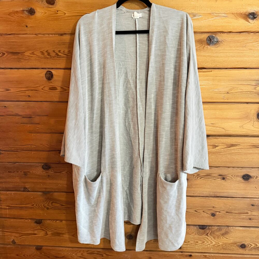 DONNI Anthropologie Open Oversized Ribbed Cardigan Sandwash Gray O/S Plus